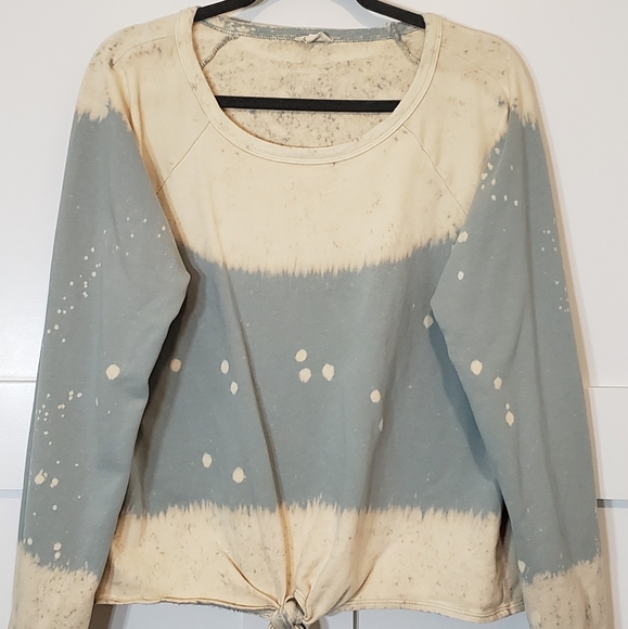 Hem & Thread Mint Pullover Sweatshirt Tie Dye Bleach Front Tie Size Large - Picture 2 of 14